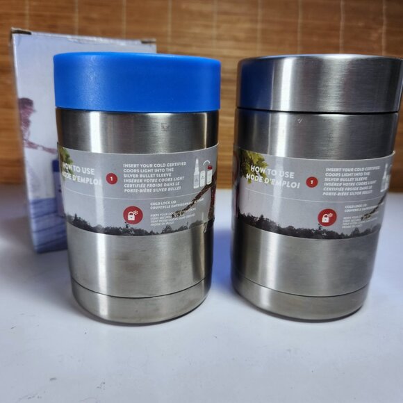 Coors Light Silver Bullet Beer Can Bottle Koozie Coozie Stainless Steel New (2) - Picture 4 of 10